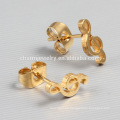 De alta calidad de oro de la nota musical de acero inoxidable Stud Earrings para las damas ZZE006